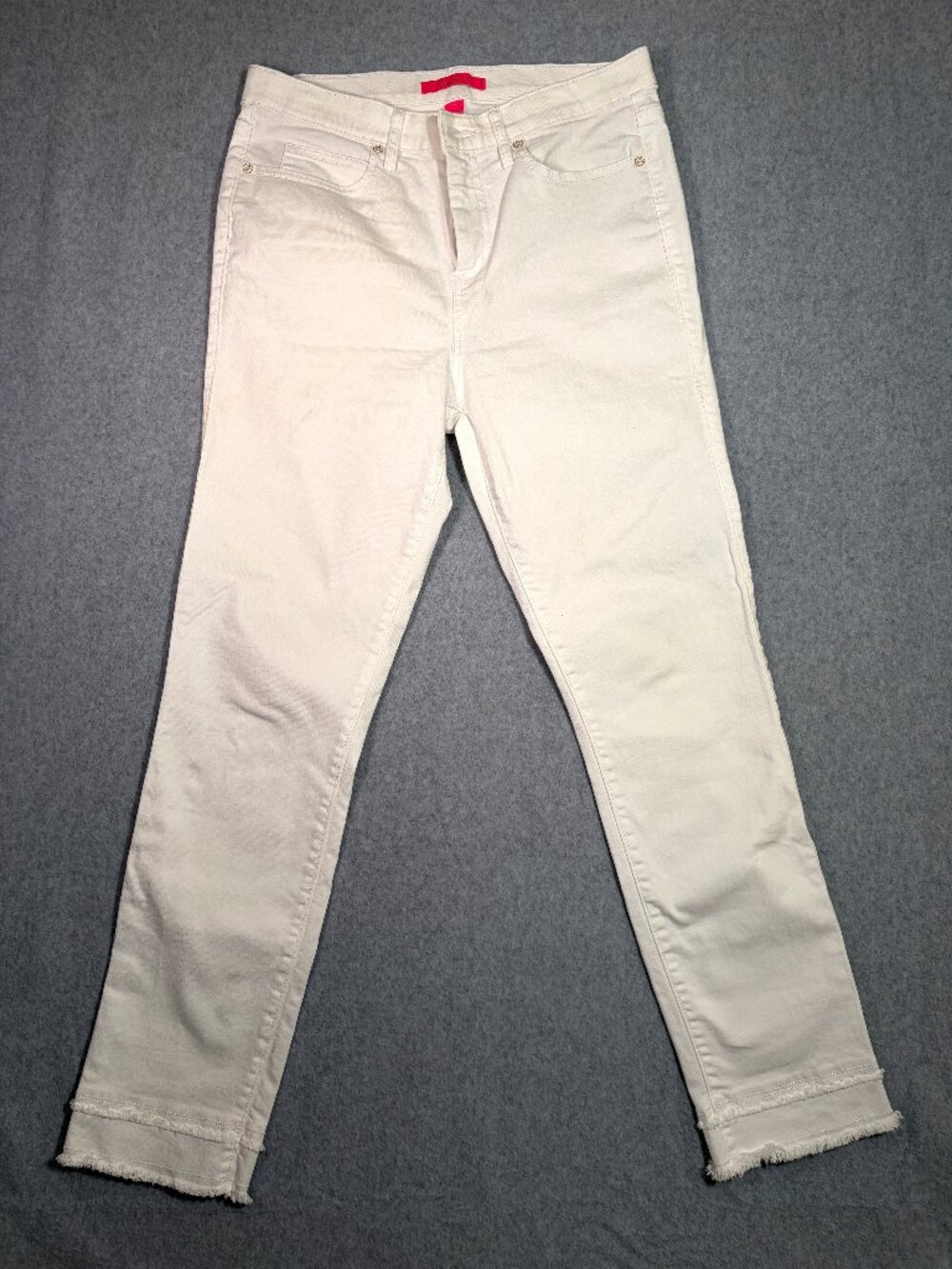 Lilly Pulitzer White Worth Skinny Jeans Frayed Hem Size 10